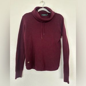 Ralph Lauren Waffle Knit Cowl Neck Plum Sweater M Burgundy